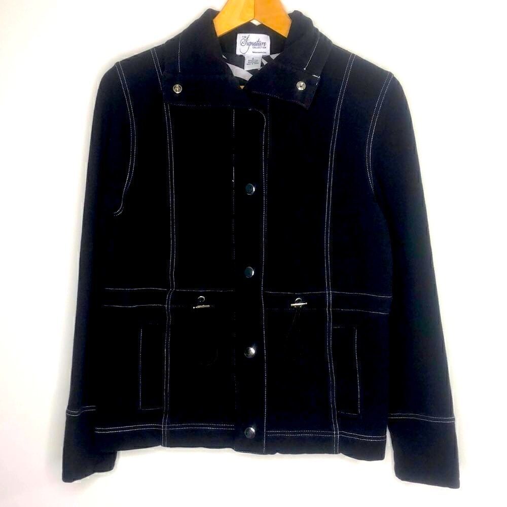 Holland America Line Signature Collection Black Snap Front Jacket Silver Size S